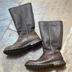 UGG Brooks Tall Brown Leather Boots Size 6